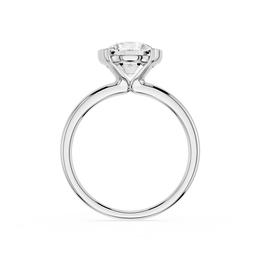 Silver ring with a diamond on a white background