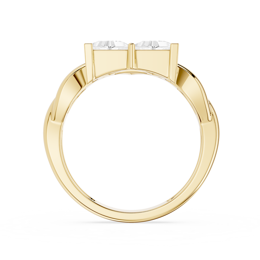 Gold ring with a diamond on a white background