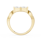 Back View Of Yellow Gold Trillion Cut Lab Grown Diamond Twisted Band Statement Ring