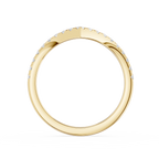 Gold ring with small diamonds on a white background