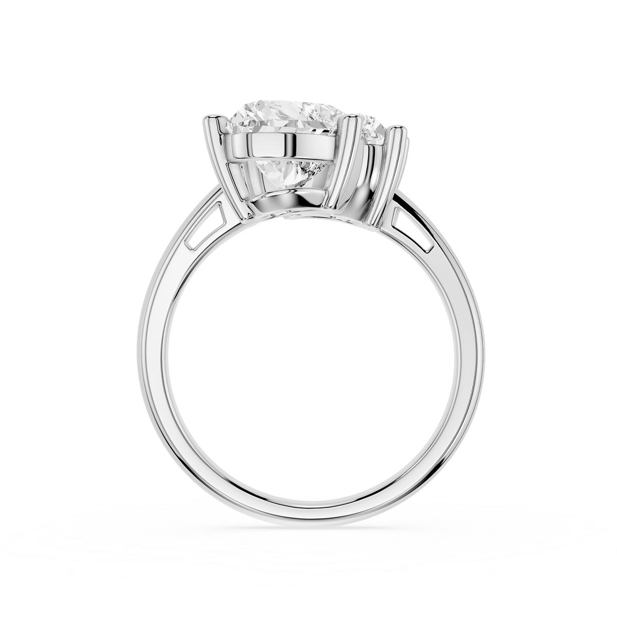 White Gold Dual Stones Heart Cut Lab Grown Diamond Toi et Moi Engagement Ring
