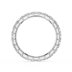 Silver ring with engraved design on a white background