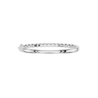 Silver ring with small diamonds on a white background