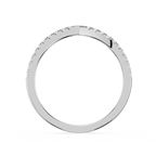 Silver ring with engraved design on a white background