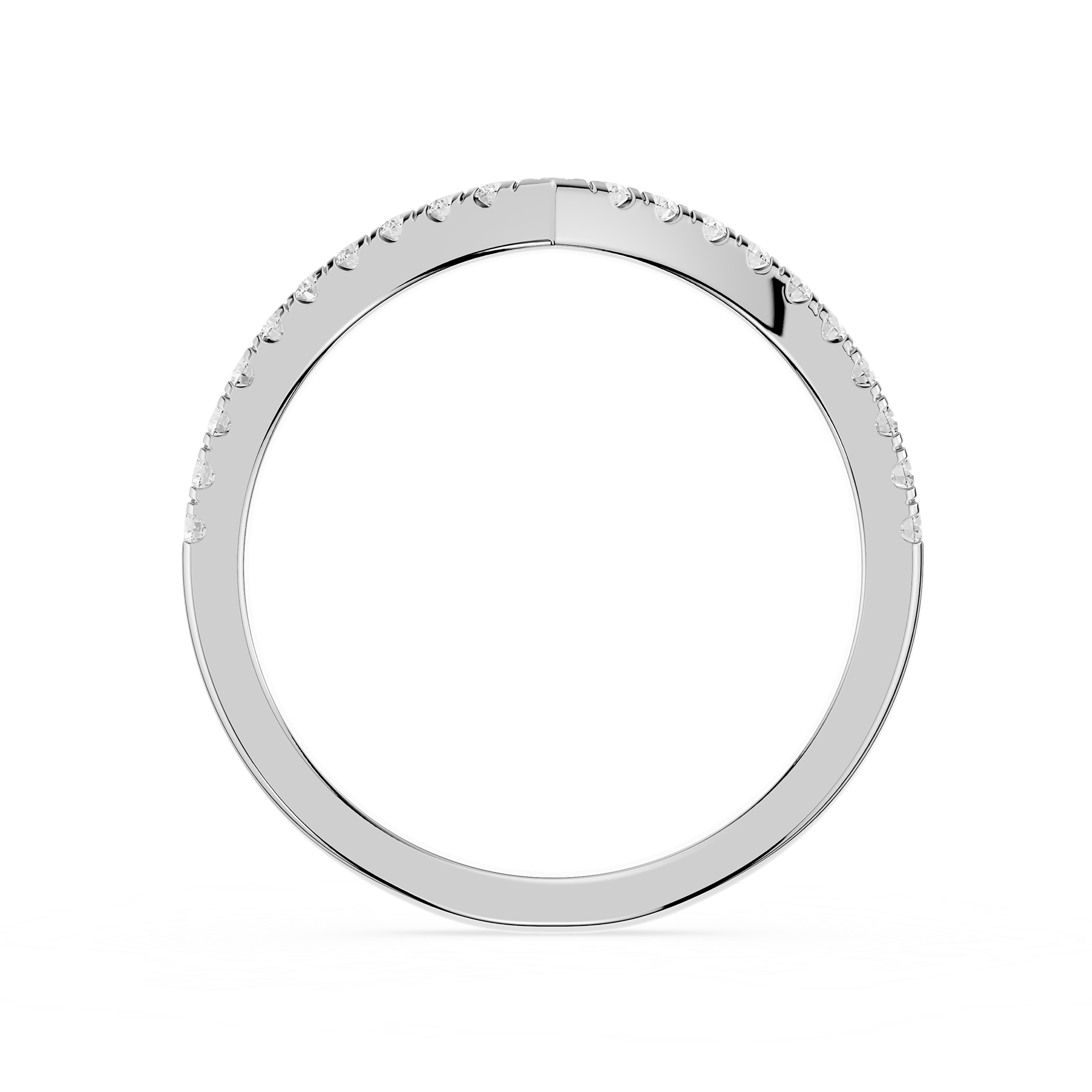 Silver ring with engraved design on a white background