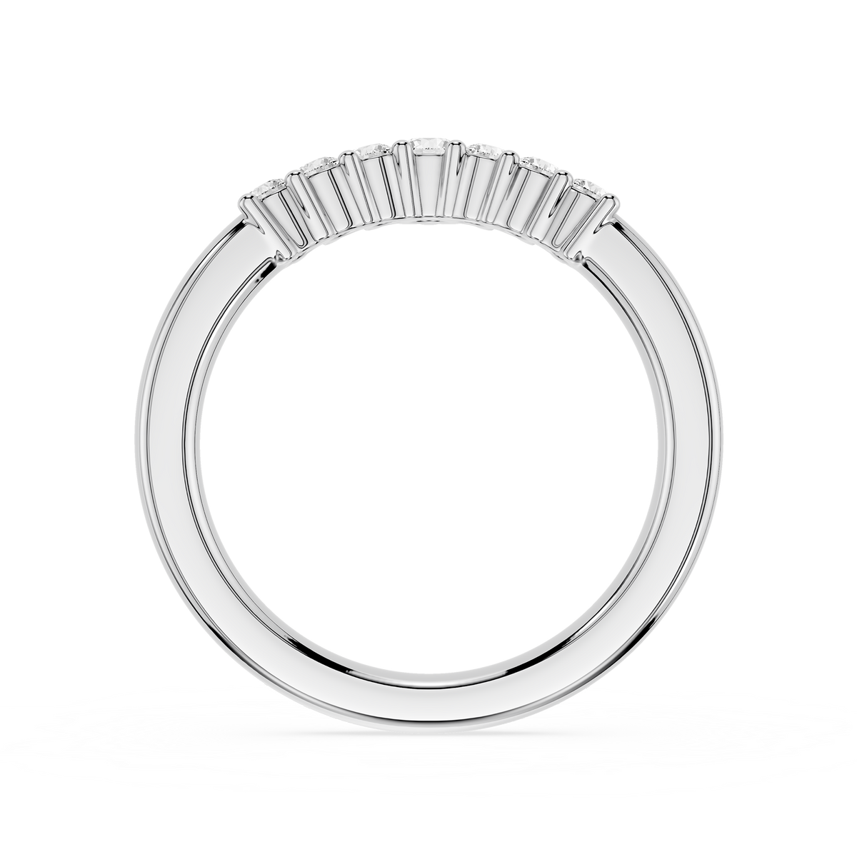 Curved Round Cut Lab Diamond Stacking Wedding Band For Women
