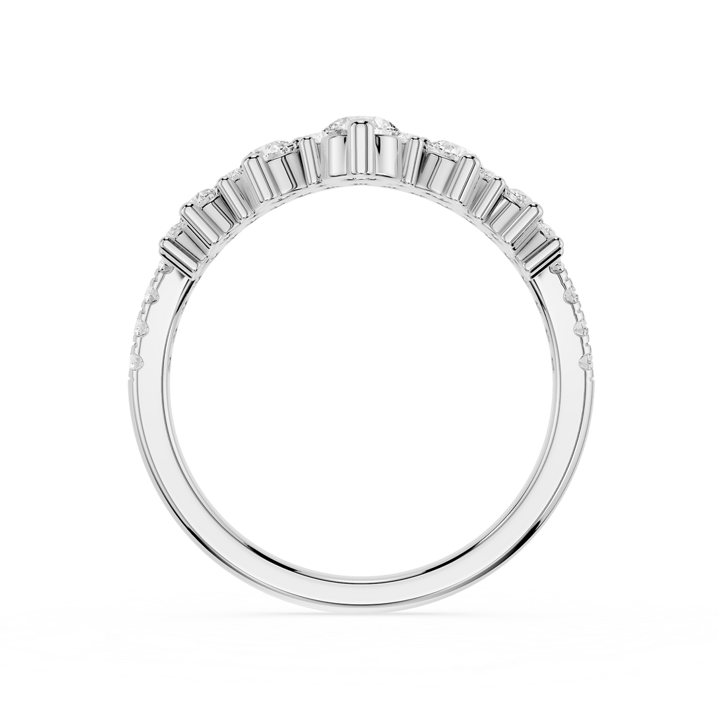 White Gold Double Row Graduated Round Lab Diamond Nesting Wedding Band