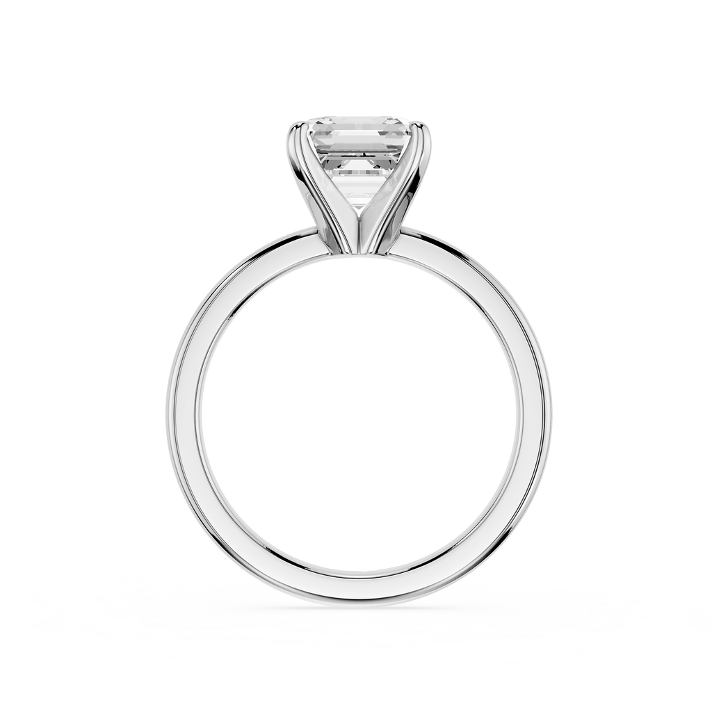 Silver ring with a diamond on a white background
