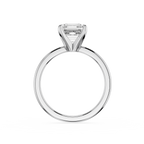 Silver ring with a diamond on a white background