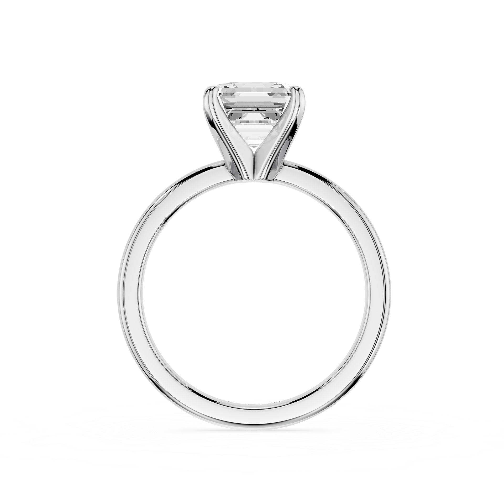 Silver ring with a diamond on a white background