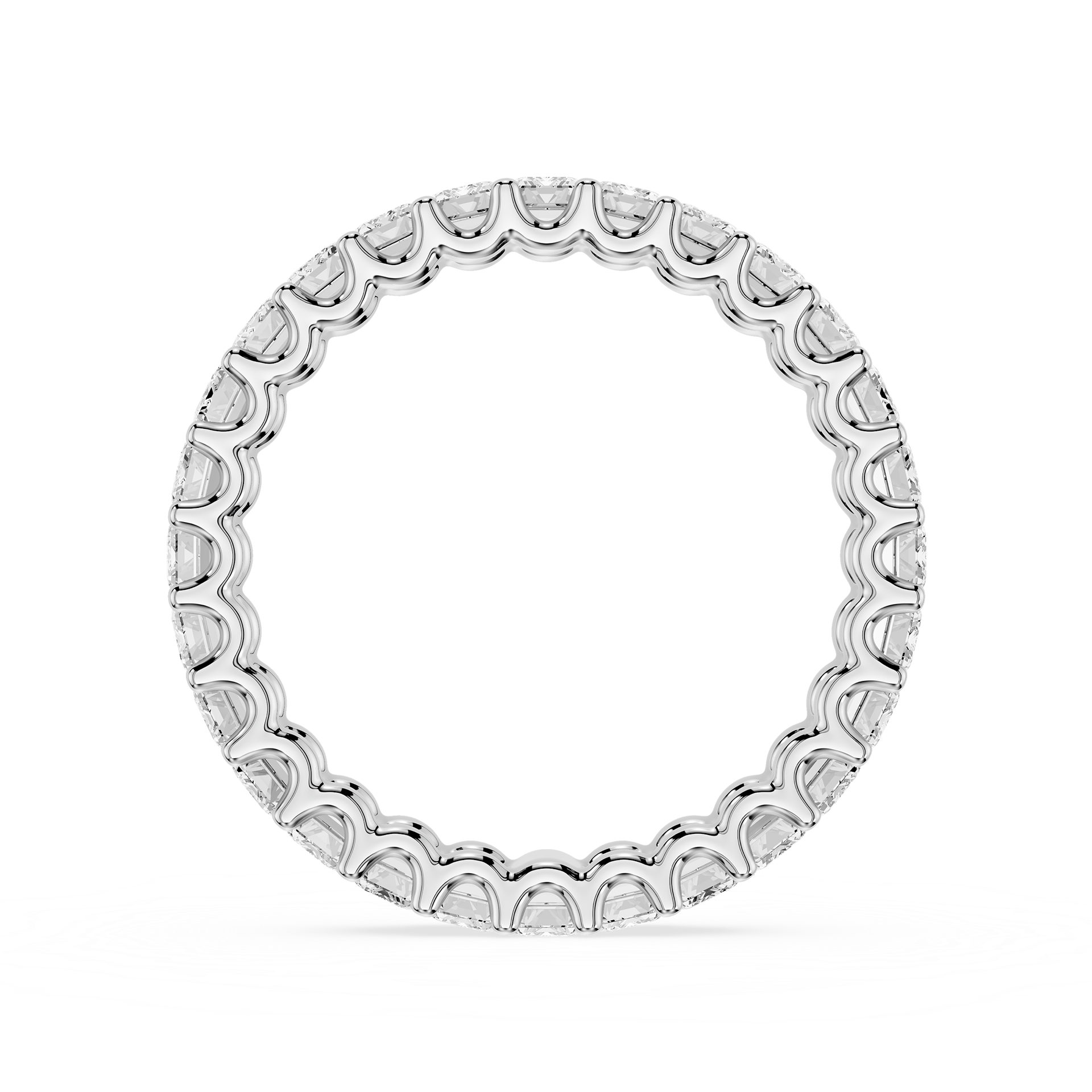 Silver ring with engraved design on a white background