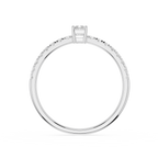 Silver ring with a diamond on a white background