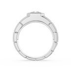 Silver ring with a diamond on a white background