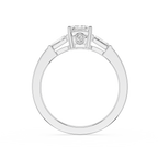 Silver ring with a diamond on a white background