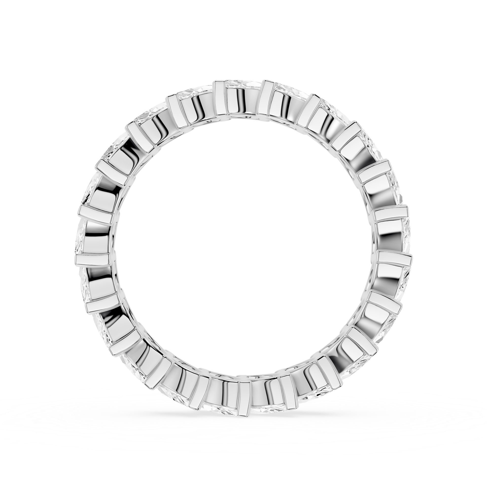 Silver ring with engraved design on a white background