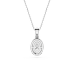 Silver pendant necklace on a white background