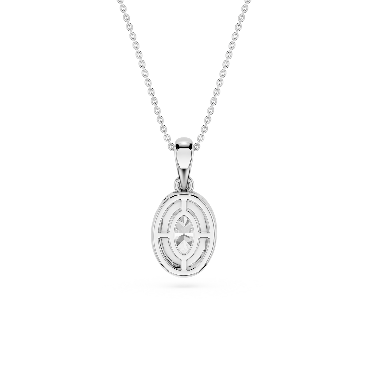 Silver pendant necklace on a white background