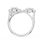 Diamond ring with three stones on a white background