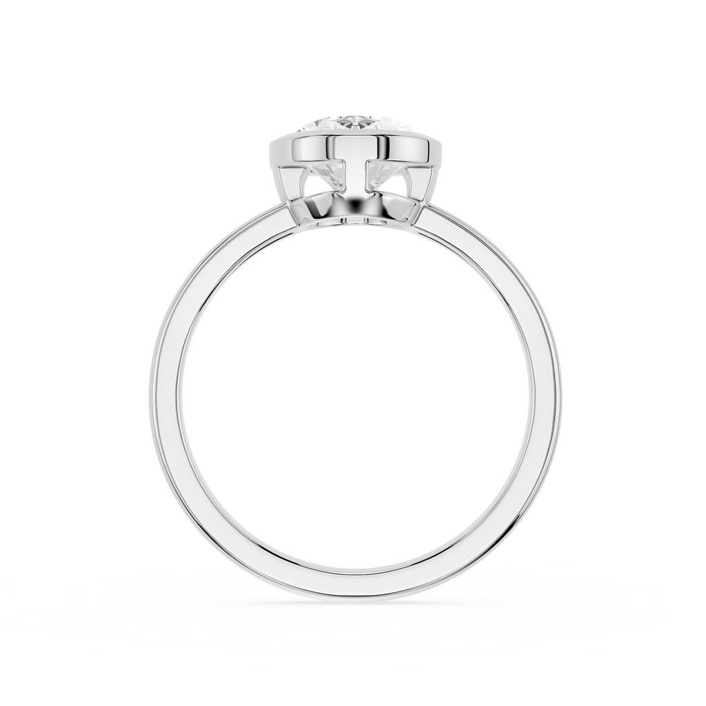 Silver ring with a diamond on a white background