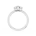Silver ring with a diamond on a white background