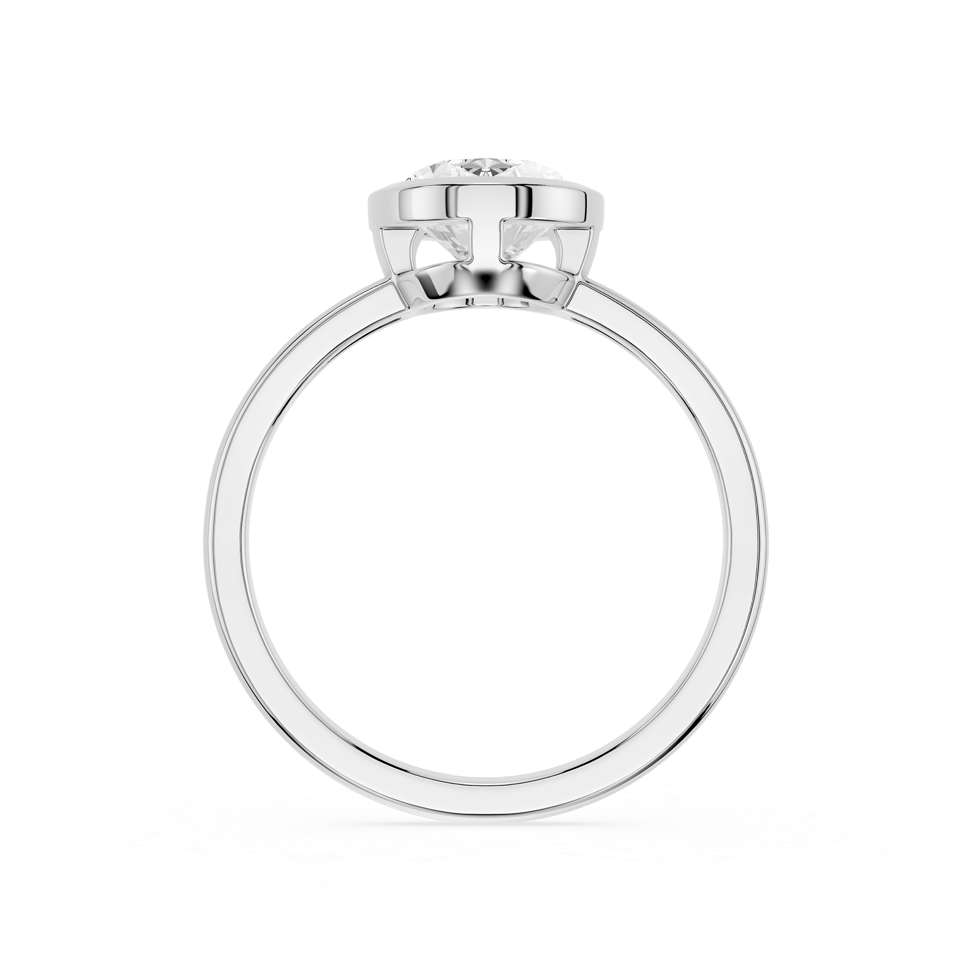 Silver ring with a diamond on a white background