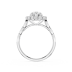 Silver ring with a diamond on a white background