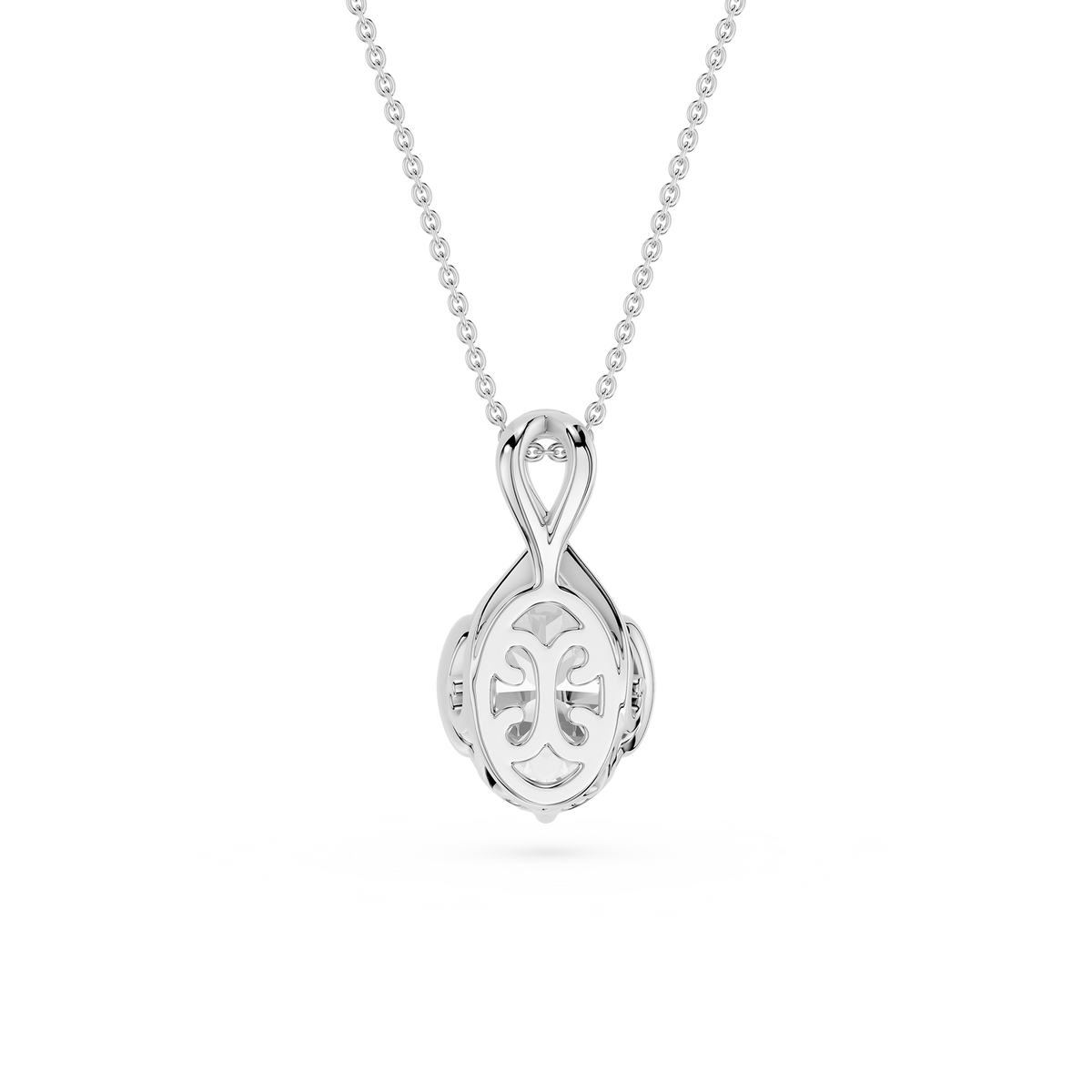 Silver necklace with a pendant on a white background