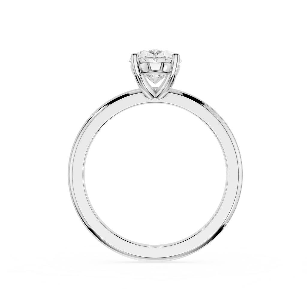 Diamond ring with a clear gemstone on a white background
