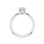 Diamond ring with a clear gemstone on a white background