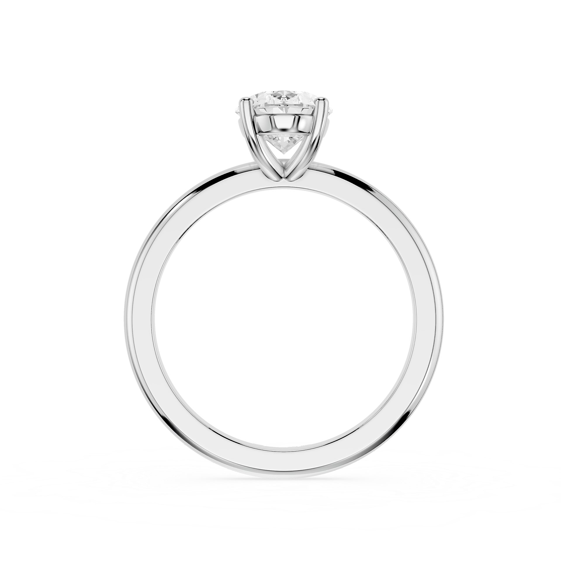 Diamond ring with a clear gemstone on a white background