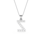 Silver necklace with a 'Z' pendant on a white background