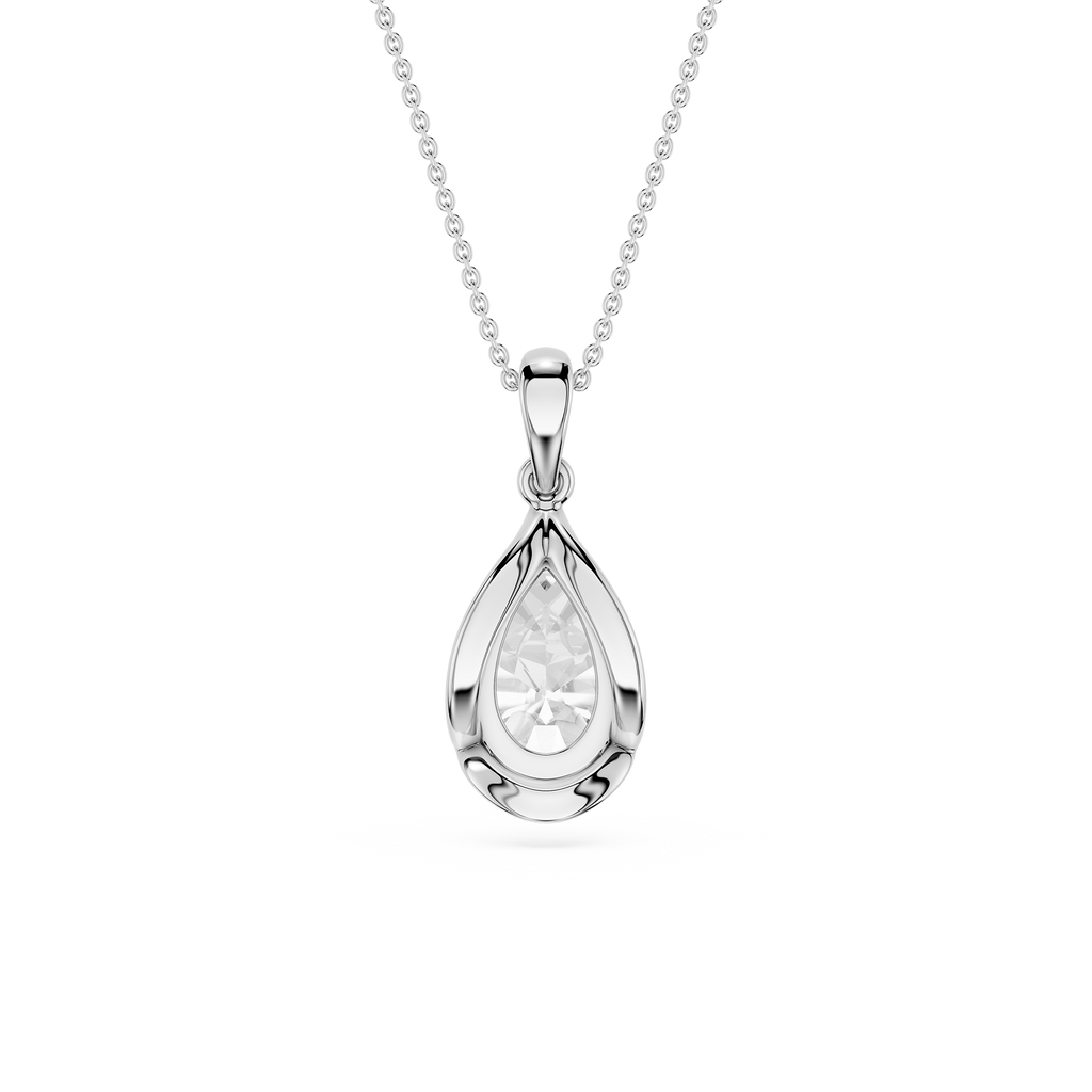 Silver teardrop pendant on a white background