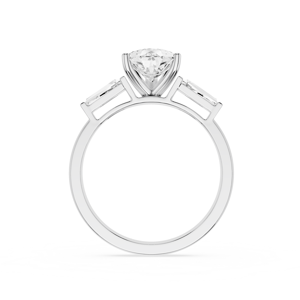 Diamond ring with a clear gemstone on a white background