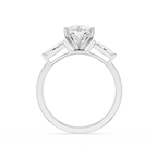 Diamond ring with a clear gemstone on a white background