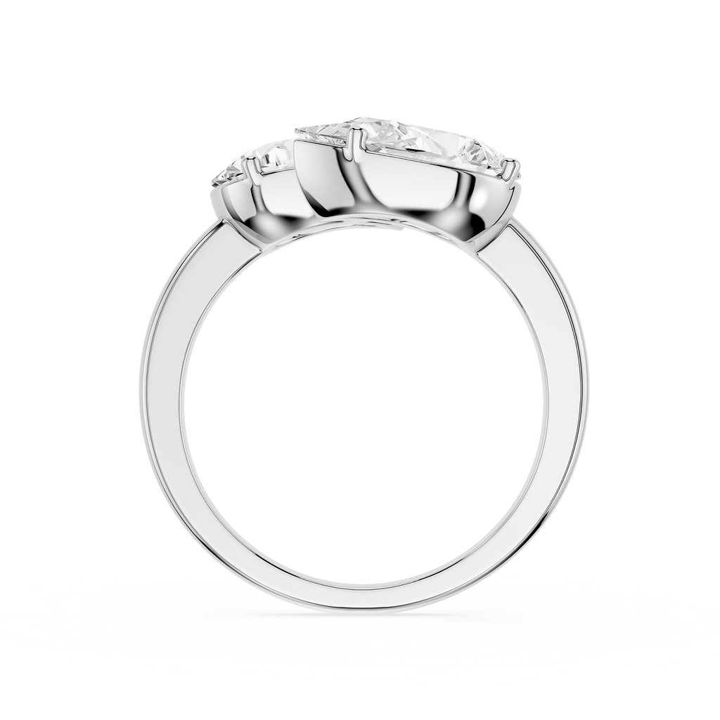 Silver ring with a diamond on a white background
