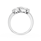 Silver ring with a diamond on a white background