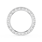 Silver ring with baguette-cut diamonds on a white background