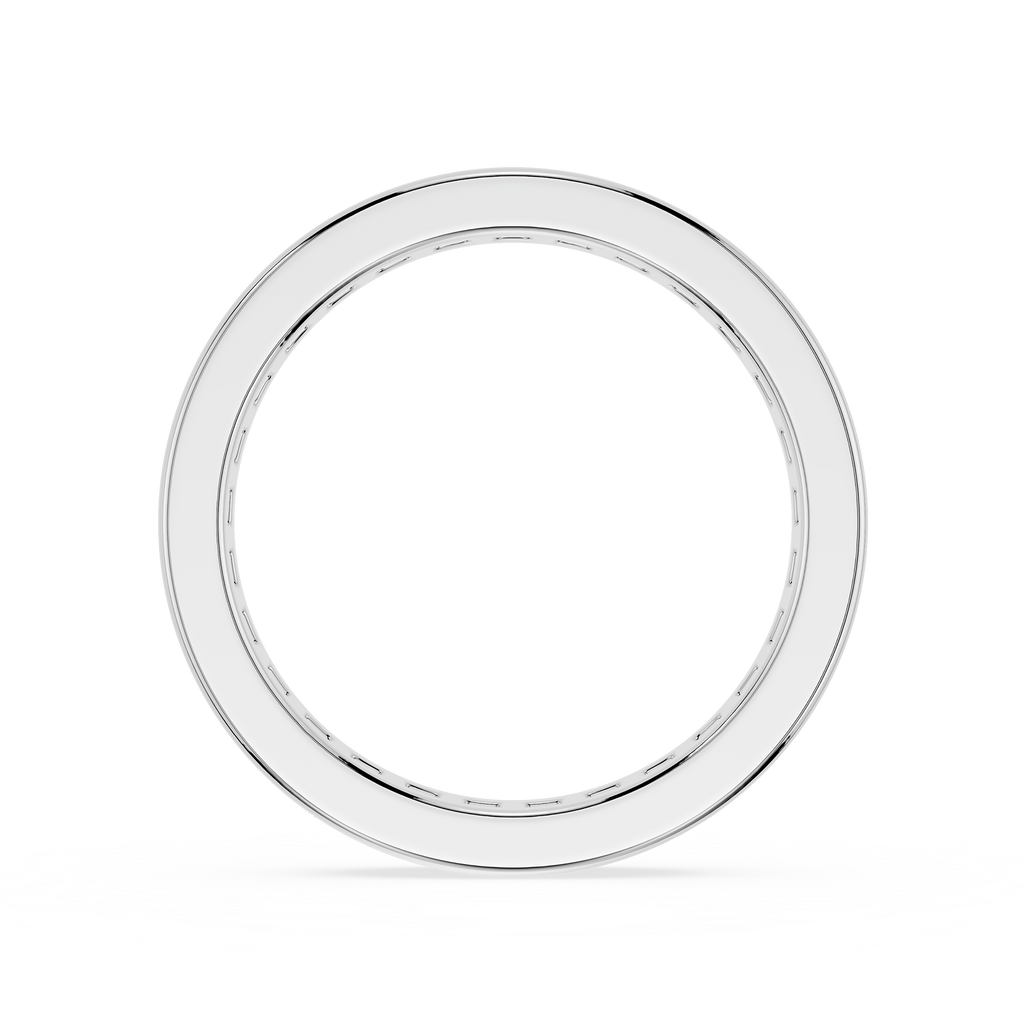 Silver ring with small diamonds on a white background