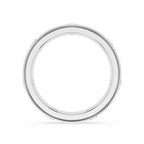 Silver ring with small diamonds on a white background