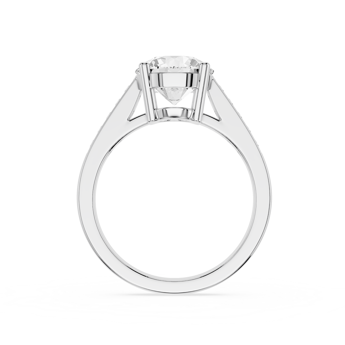 Round Diamond Split Shank Ring in White Gold, Lab Created Diamond Engagement Jewelry, Side Diamond Accents, Women's Bridal Ring, Wedding Jewelry, Fine Diamond Gift