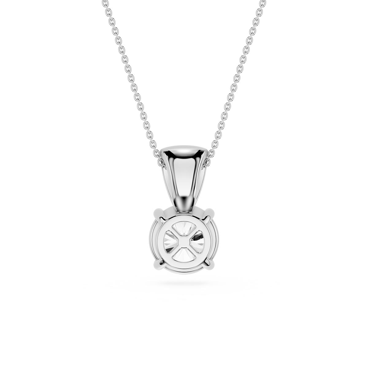 Silver pendant necklace on a white background