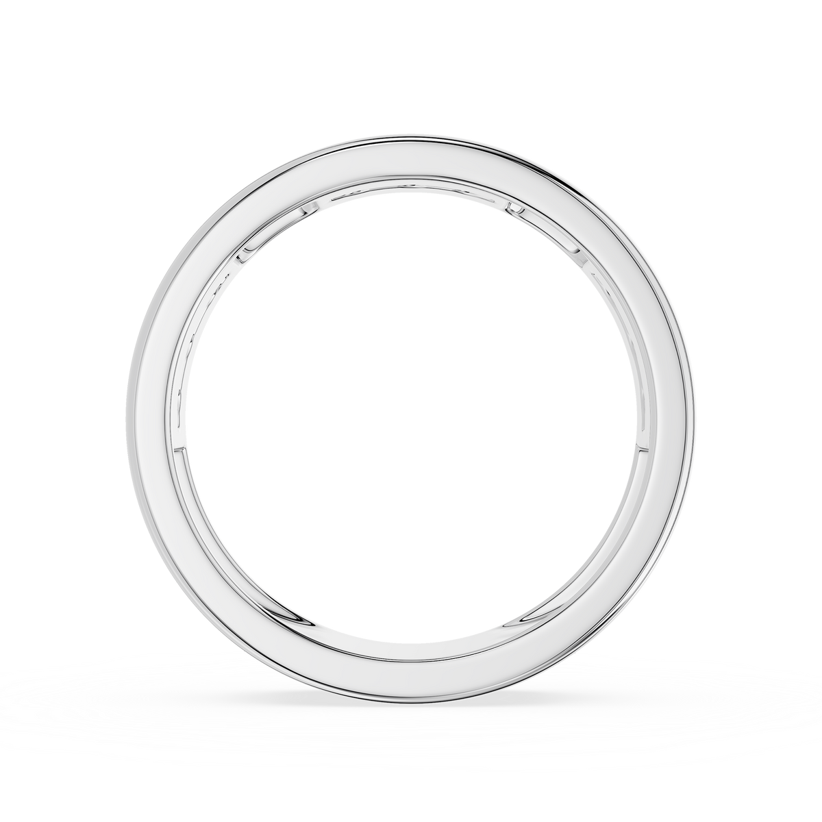 Back View Of White Gold Round Cut Lab Grown Diamond Flush Set Men’s Wedding Band