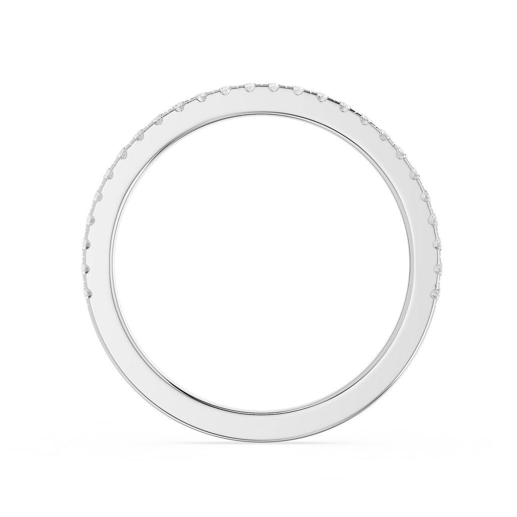 Silver ring with small stones on a white background