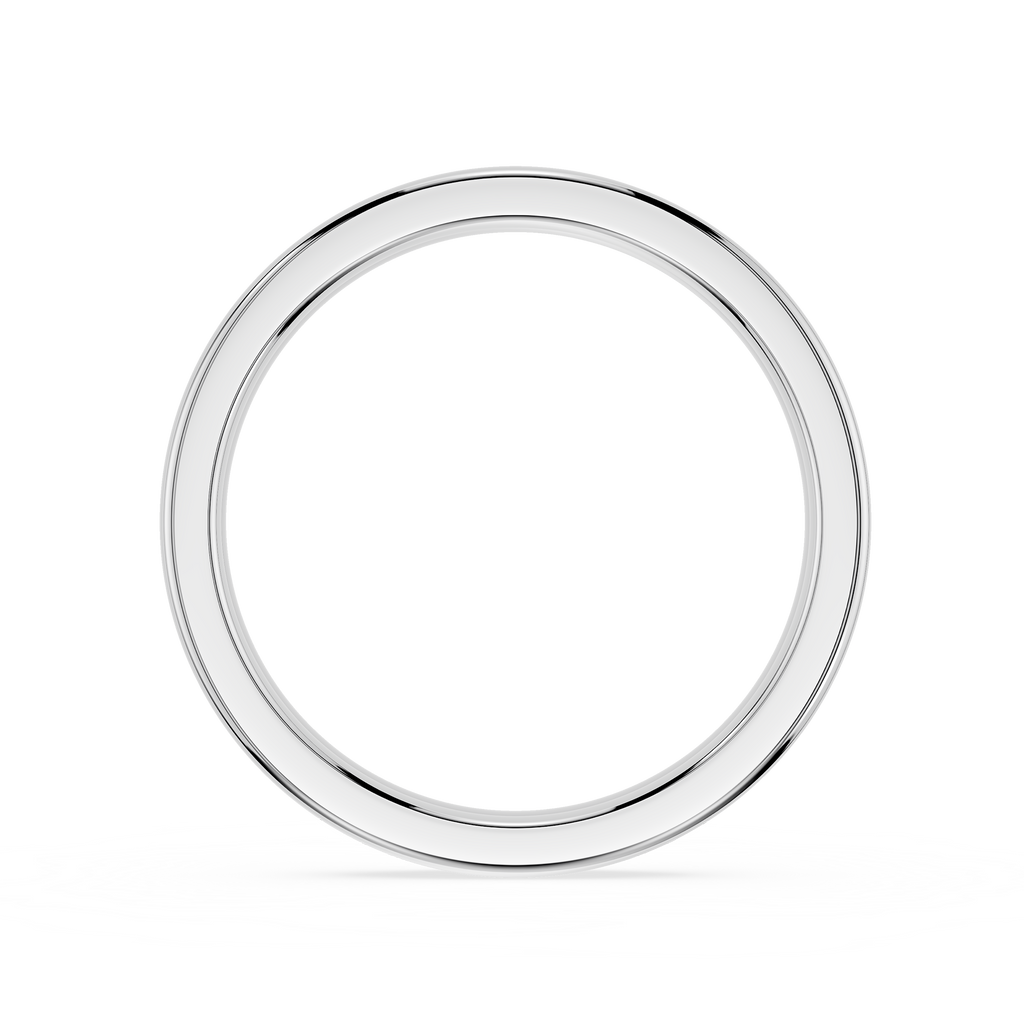 Silver ring with baguette-cut diamonds on a white background