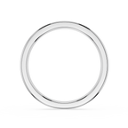 Silver ring with baguette-cut diamonds on a white background