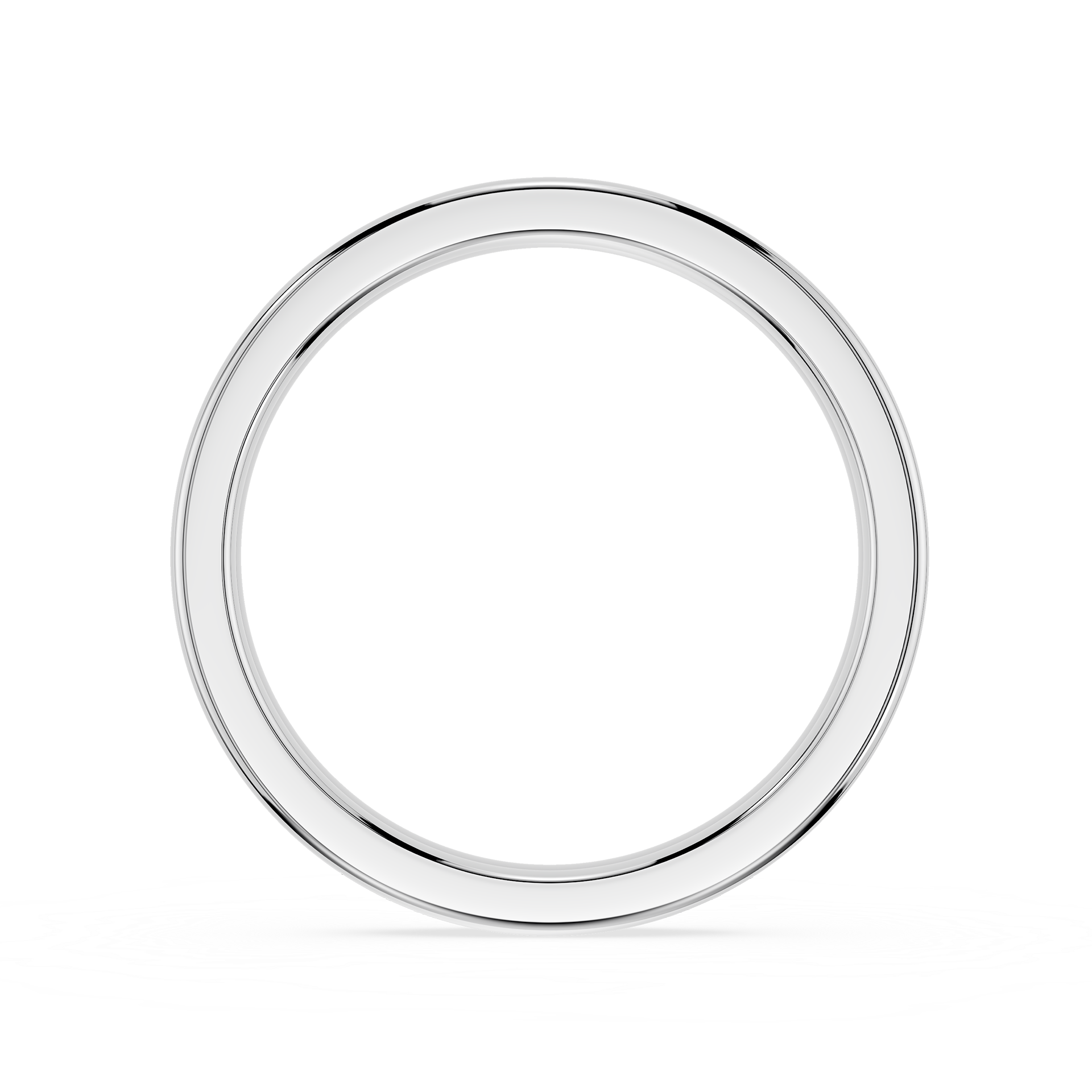 Silver ring with baguette-cut diamonds on a white background