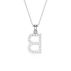 Back View Of White Gold Round Cut Lab Grown Diamond Pave Letter B Initial Pendant