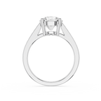 A classic solitaire engagement ring featuring a round brilliant-cut diamond set in a polished white gold or platinum band with a four-prong setting, shown on a clean white background.