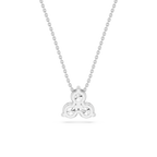 Silver necklace with a trinity knot pendant on a white background