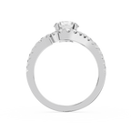 Silver ring with a diamond on a white background